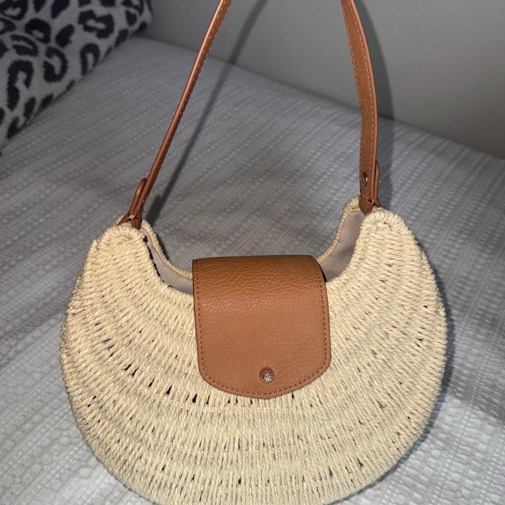 Tan and Cream Woven Shoulder Bag